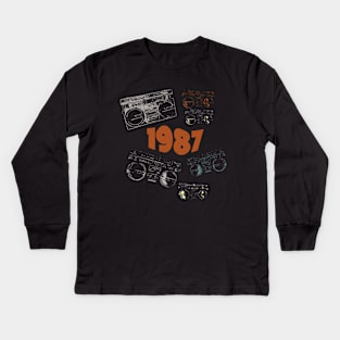 1987 on retro music Kids Long Sleeve T-Shirt